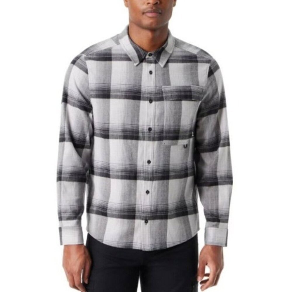 NWT Bass Outdoor Men's XXL Stretch Flannel Shirt Heather Grey Plaid New C0748